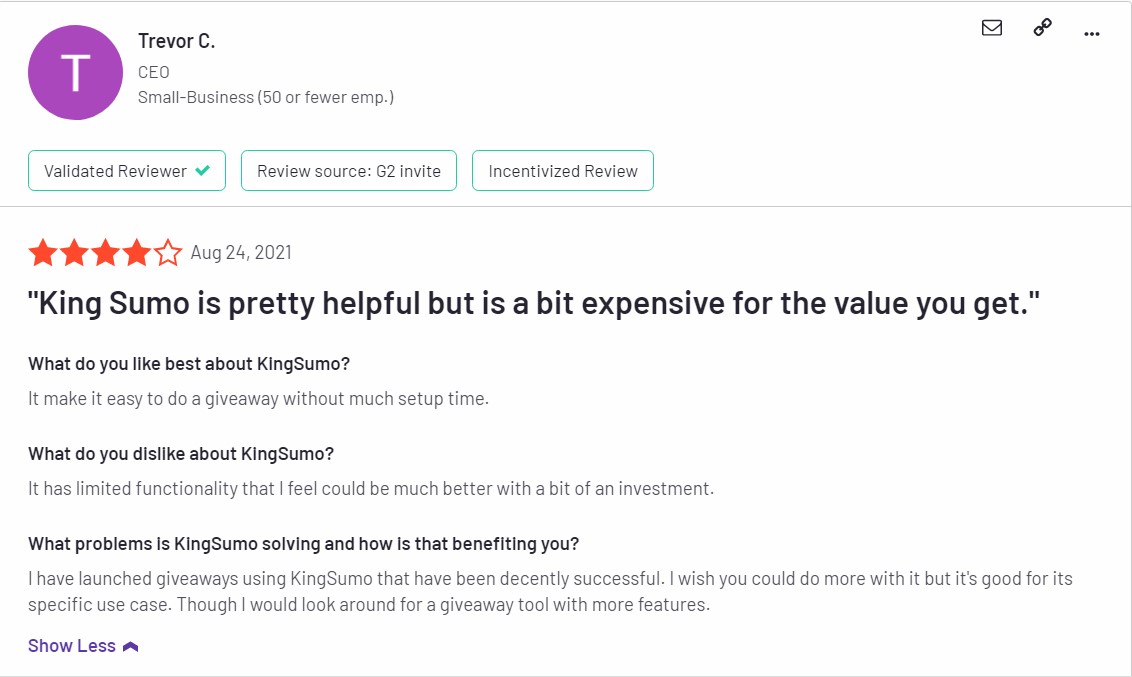 Reviews KingSumo