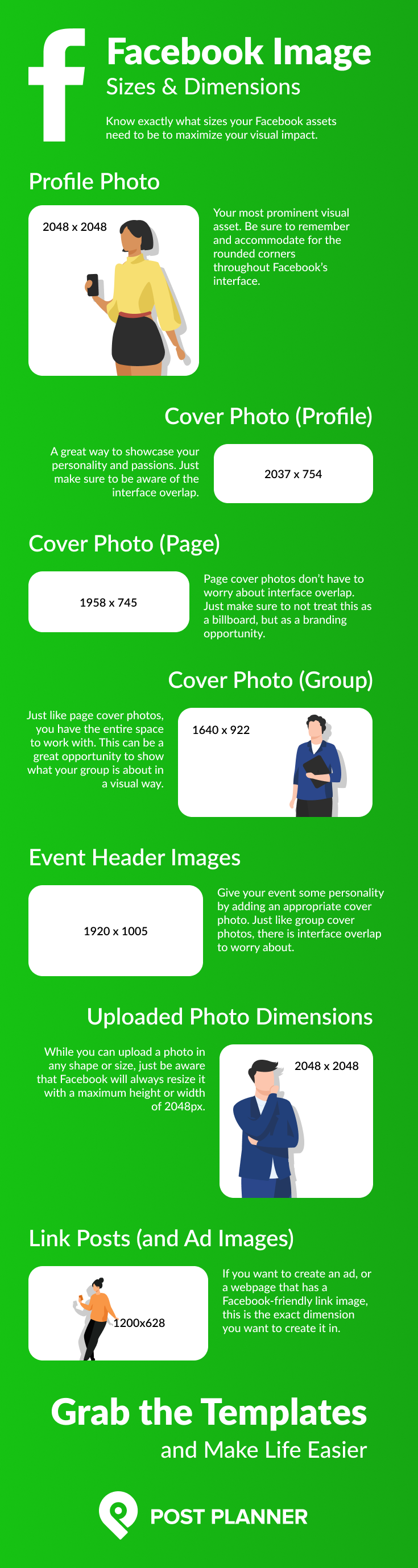 FB post dimensions infographic