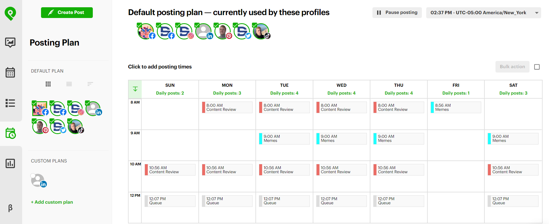 Click "Posting Plans" to set up your plan